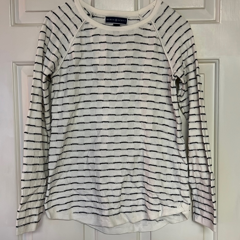 White and black stripe sweater